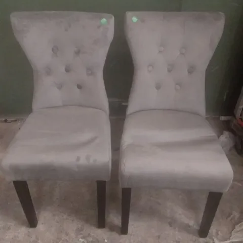 X2 KENSINGTON GREY VELVET BUTTON BACK DINING CHAIR BLACK LEGS 