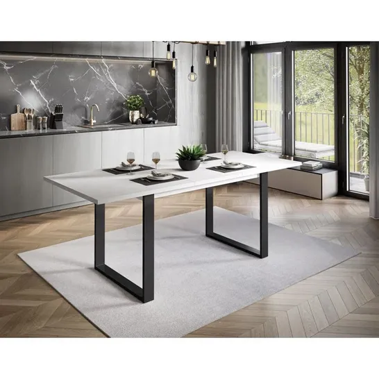 BOXED JATEN RECTANGULAR 190CM L X 85CM W RESTAURANT TABLE - BLACK/WHITE (3 BOXES)