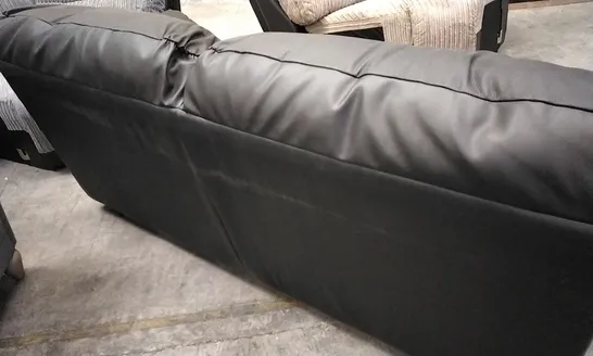 DESIGNER THREE SEATER SOFA BLACK FAUX LEATHER 