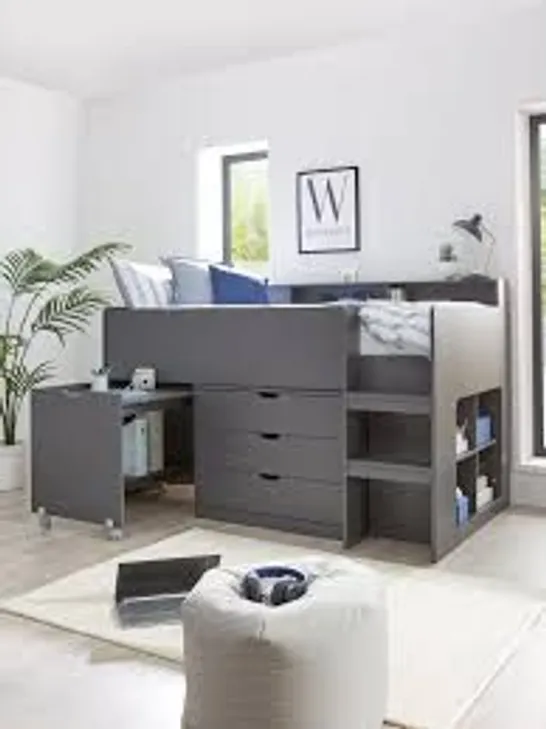  BOXED PEYTON MID SLEEPER CABIN BED IN GREY ( 2 BOXES ) 