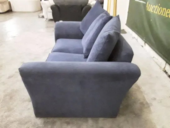 QUALITY DESIGNER 2 SEATER SOFA - DARK BLUE FABRIC