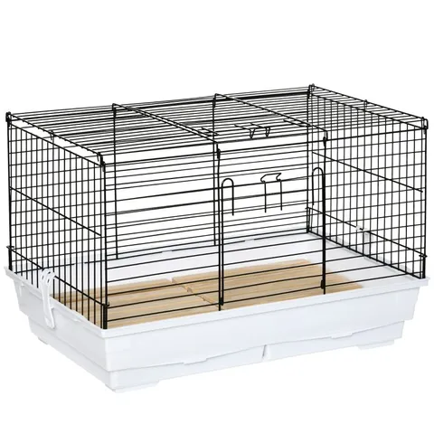 BOXED PAWHUT INDOOR SMALL ANIMAL CAGE FOR RABBITS, GUINEA PIGS W/ WOOD FLOOR, REMOVABLE TRAYS