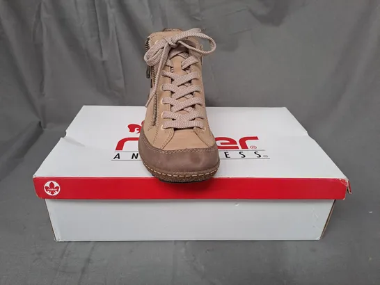 BOXED PAIR OF RIEKER SHOES IN TAN/BEIGE UK SIZE 5