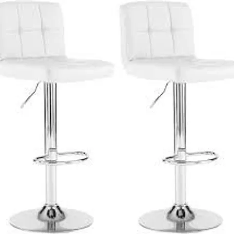 BOXED SET OF 2 NEO FAUX LEATHER SWIVEL BAR STOOLS - WHITE