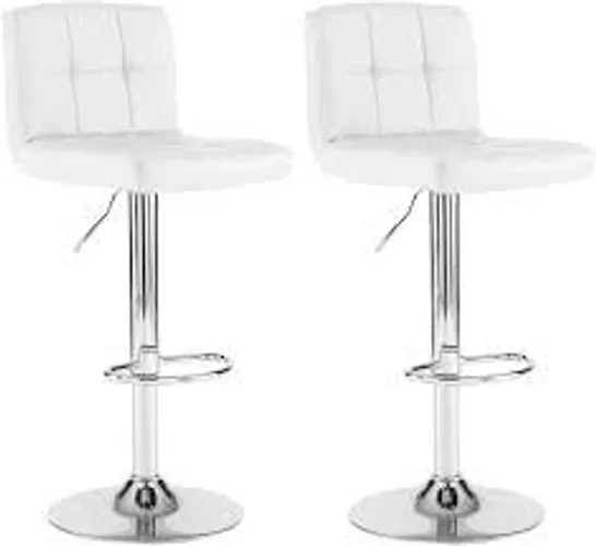 BOXED SET OF 2 NEO FAUX LEATHER SWIVEL BAR STOOLS - WHITE (1 BOX)