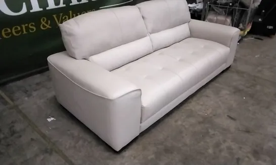 QUALITY ITALIAN DESIGNER MARCOS LARGE 3 SEATER SOFA WHITE GREY LEATHER 