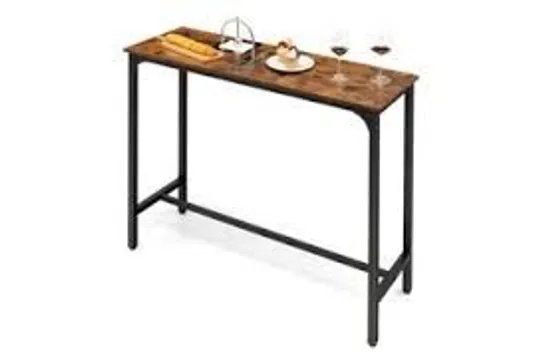 BOXED COSTWAY 48" RUSTIC BROWN INDUSTRIAL PUB DINING TABLE WITH STEEL FRAME