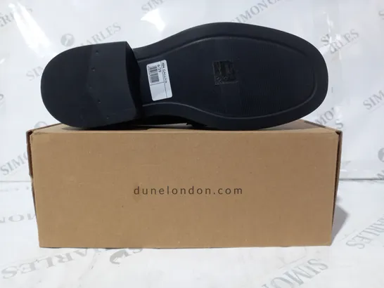 BOXED PAIR OF DUNE LONDON PENNY LOAFERS IN BLACK UK SIZE 6