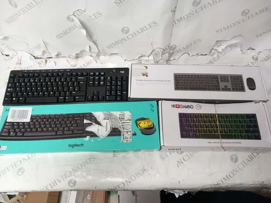 FOUR ASSORTED KEYBOARDS TO INCLUDE; HK GAMING AND LOGITECH