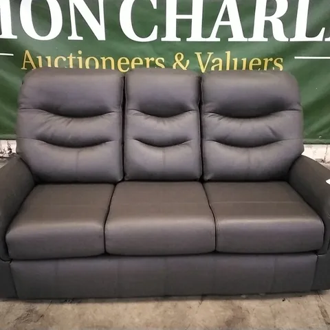 QUALITY BRITISH DESIGNED & MANUFACTURED G PLAN HOLMES SMALL 3 SEATER SOFA CAMBRIDGE SLATE LEATHER