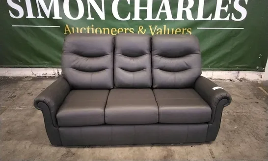 QUALITY BRITISH DESIGNED & MANUFACTURED G PLAN HOLMES SMALL 3 SEATER SOFA CAMBRIDGE SLATE LEATHER