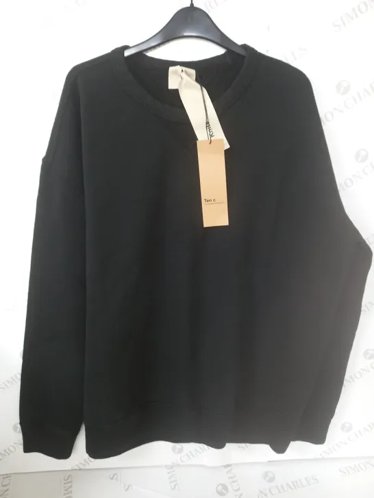 TEN C BLACK CREW JUMPER - L