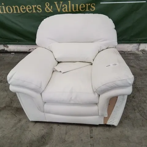 DESIGNER EASY CHAIR CREAM FAUX LEATHER 