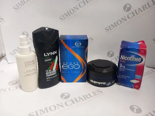 FIVE ASSORTED HEALTH AND BEAUTY PRODUCTS TO INCLUDE; LYNX, CREME SIMON, SERGIO 