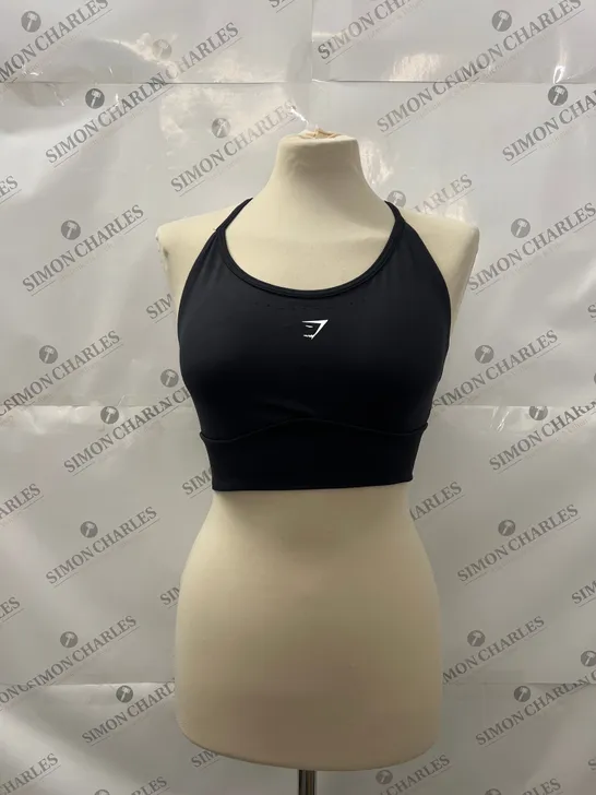 GYMSHARK SWEAT SEAMLESS LONGLINE SPORTS BRA IN BLACK SIZE M