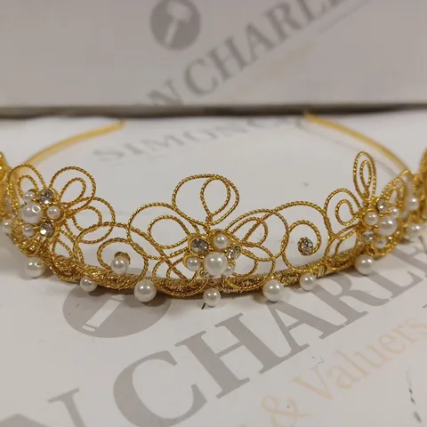 BERKETEX GOLD PEARL TIARA HAIR ACCESSORY 