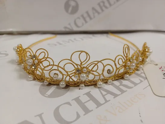 BERKETEX GOLD PEARL TIARA HAIR ACCESSORY 