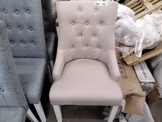 DESIGNER CREAM FABRIC CHAIR WITH WHITE LEGS