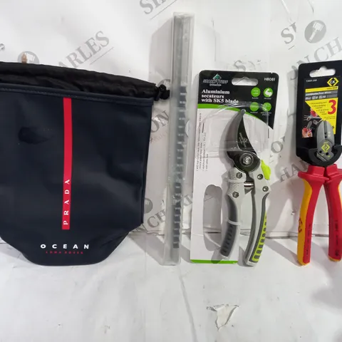 BOX OF APPROXIMATELY 8ASSORTED ITEMS TO INCLUDE - PRADE OCEAN BAG - C.K WIRE CUTTERS - SECATEURS ECT