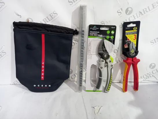 BOX OF APPROXIMATELY 8ASSORTED ITEMS TO INCLUDE - PRADE OCEAN BAG - C.K WIRE CUTTERS - SECATEURS ECT