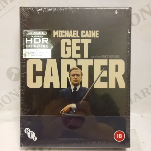 SEALED GET CARTER BFI 4K ULTRA HD COLLECTOR'S EDITION BLU-RAY WITHPOSTER, SCRIPT GALLERY, POSTCARDS, 80 PAGE BOOK & DOCUMENTARY/EXTRA FEATURES