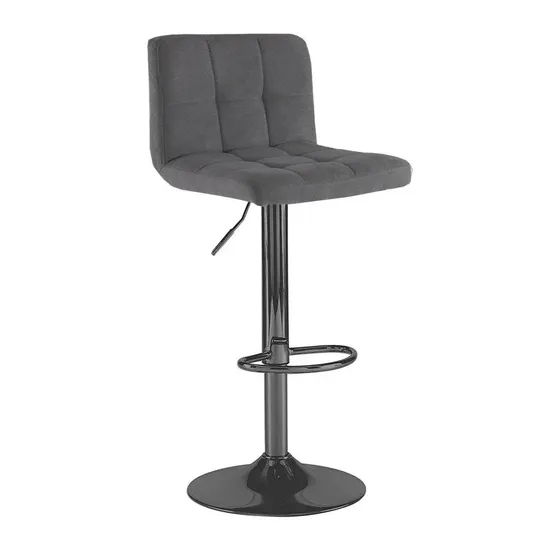 BOXED SET OF 2 FABRIC UPHOLSTERED BAR STOOLS - DARK GREY (1 BOX)