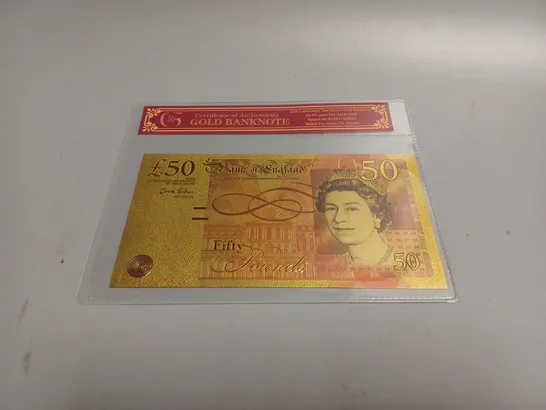 6 X GOLD FOIL REPLICA £50 BANK NOTES 