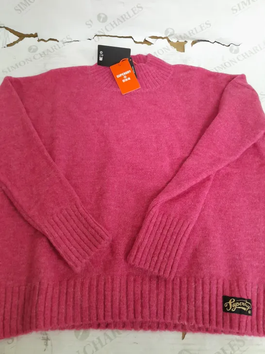 SUPERDRY PINK KNITTED TURTLE NECK JUMPER - MEDIUM