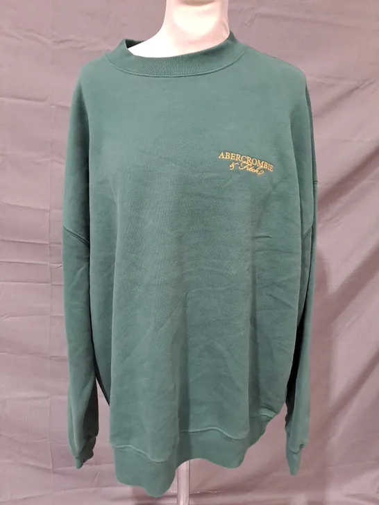 ABERCROMBIE & FITCH LONG SLEEVE JUMPER IN GREEN SIZE LARGE