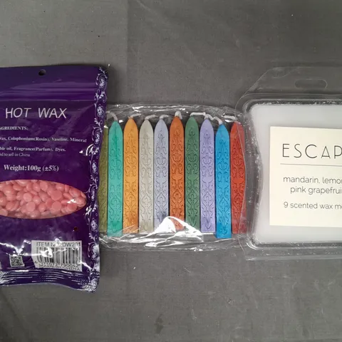 APPROXIMATELY 20 ASSORTED HOUSEHOLD ITEMS TO INCLUDE HOT WAX, WAX SEALING STICKS, ESCAPE WAX MELTS, ETC