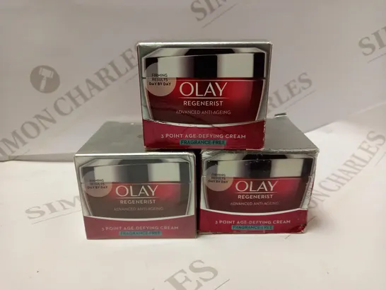 LOT OF 3 X 50ML OLAY REGENERIST 3 POINT ANTI-AGEING FIRMING FACE CREAM