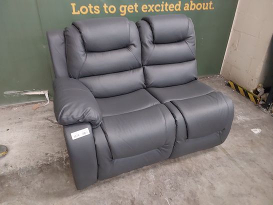 DESIGNER DARK GREY LEATHER MANUAL RECLINING SOFA SECTION