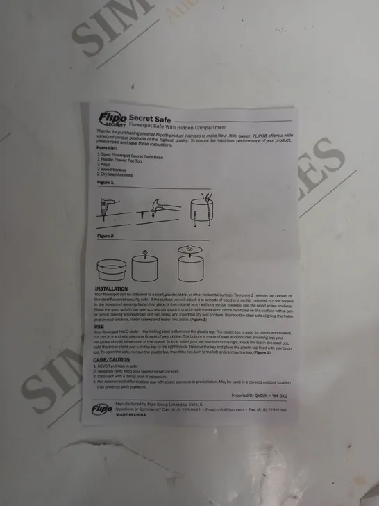 FLIPO SECURITY SECRET FLOWERPOT SAFEWITH HIDDEN COMPARTMENT