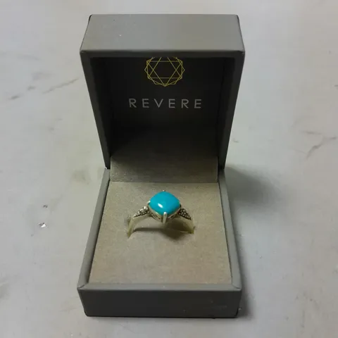 REVERE RING WITH BLUE STONE IN CASE - 925 STAMP