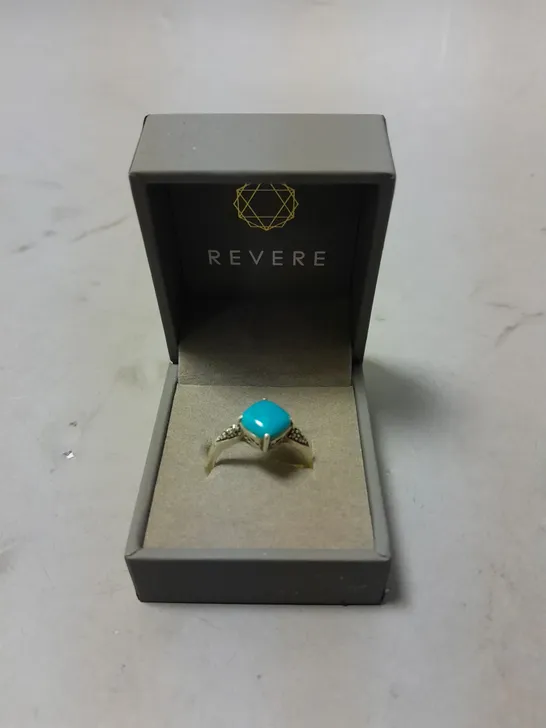 REVERE RING WITH BLUE STONE IN CASE - 925 STAMP