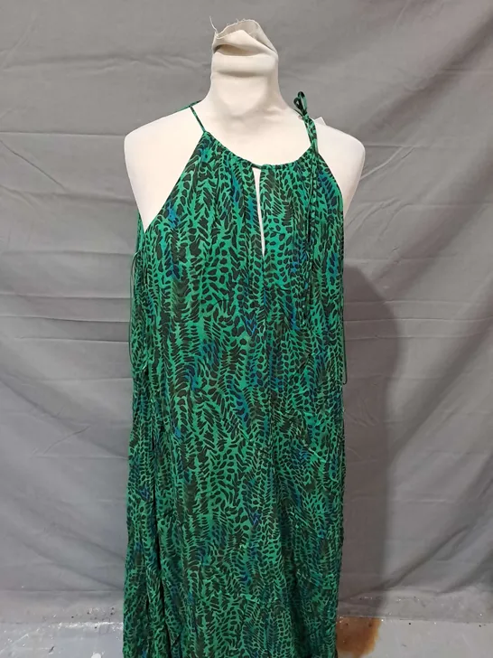 HUSH CASSIE HALTER NECK MIDI DRESS IN GREEN - SIZE 12