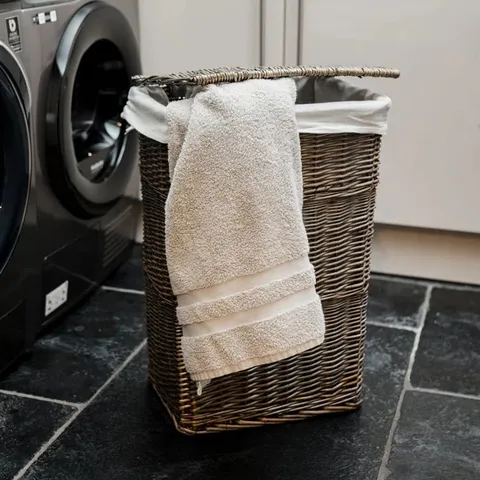 BOXED RECTANGULAR WICKER LAUNDRY BASKET BIN