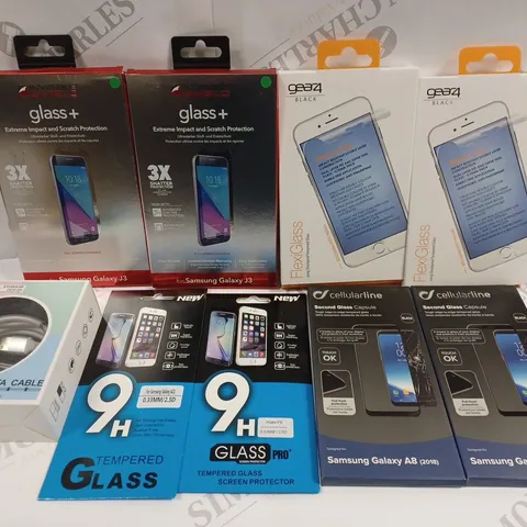 APPROXIMATELY 100 ASSORTED SMARTPHONE ACCESSORIES TO INCLUDE SCREEN PROTECTORS FOR VARIOUS MODELS & LIGHTENING CHARGING CABLES