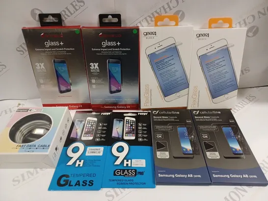 APPROXIMATELY 100 ASSORTED SMARTPHONE ACCESSORIES TO INCLUDE SCREEN PROTECTORS FOR VARIOUS MODELS & LIGHTENING CHARGING CABLES