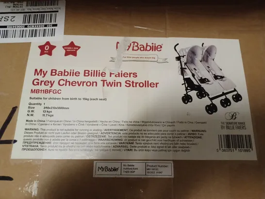 MY BABIIE BILLIE FAIERS GREY CHEVRON TWIN STROLLER - COLLECTION ONLY  RRP £139.99