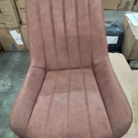 BOXED PAIR OF FAUX LEATHER BROWN SIDE/DINING CHAIRS 