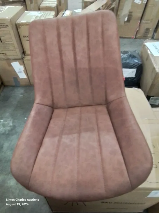 BOXED PAIR OF FAUX LEATHER BROWN SIDE/DINING CHAIRS 