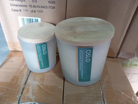 APPROXIMATELY 50 ASSORTED OSLO SCENTED CANDLES TO INCLUDE; 20 350G AND 20 120G