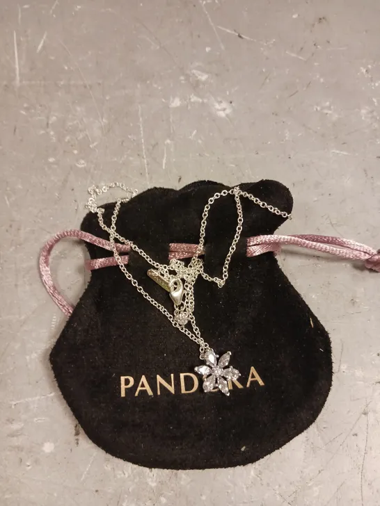 PANDORA FLOWER PENDANT CHAIN LINK NECKLACE 