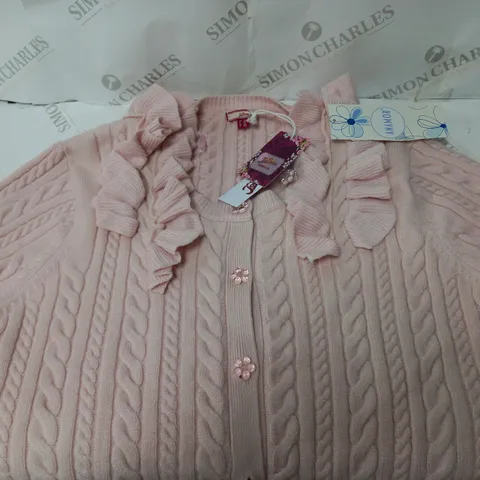 JOE BROWNS ROMANTIC RUFFLES CARDIGAN PINK UK SIZE 16