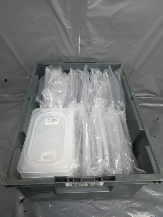 BOX OF ASSORTED CLEAR LIDS 