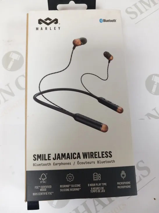 BOXED MARLEY SMILE JAMAICA WIRELESS BLUETOOTH EARPHONES EM-JE083-SBA