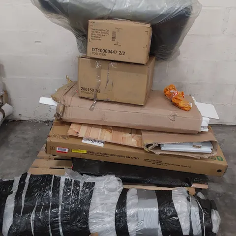 PALLET OF ASSORTED BOXED FURNITURE PARTS INCLUDING TABLE & BED PARTS