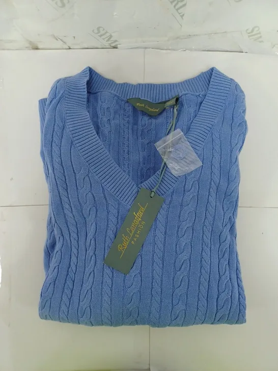 RUTH LANGSFORD KNIT SWEATER IN BLUE SIZE UK 2XL