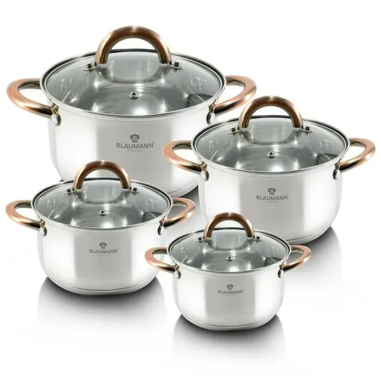 BLAUMANN 8 PIECE STAINLESS STEEL COOKING POTS